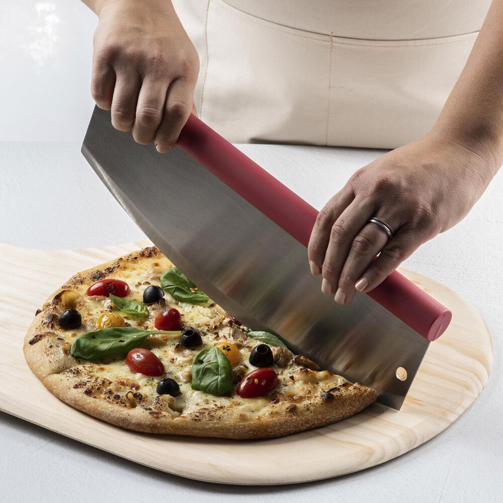 Fante&#39;s Rocking Pizza Cutter with Blade Guard in Stainless Steel and Red, , large