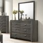 Crown Mark Valor 6-Drawer Dresser and Mirror in Grey, , large