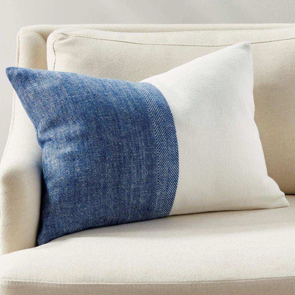 Napa Home and Garden Jules 14&quot; x 20&quot; Lumbar Throw Pillow in Navy and Flax, , large