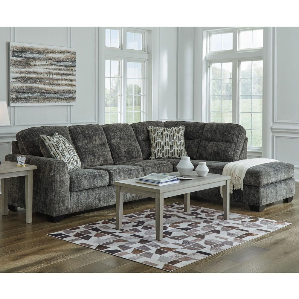 Ashley Lonoke 2-Piece Stationary Sectional Set with Right-Arm Facing Corner Chaise in Gunmetal, , large