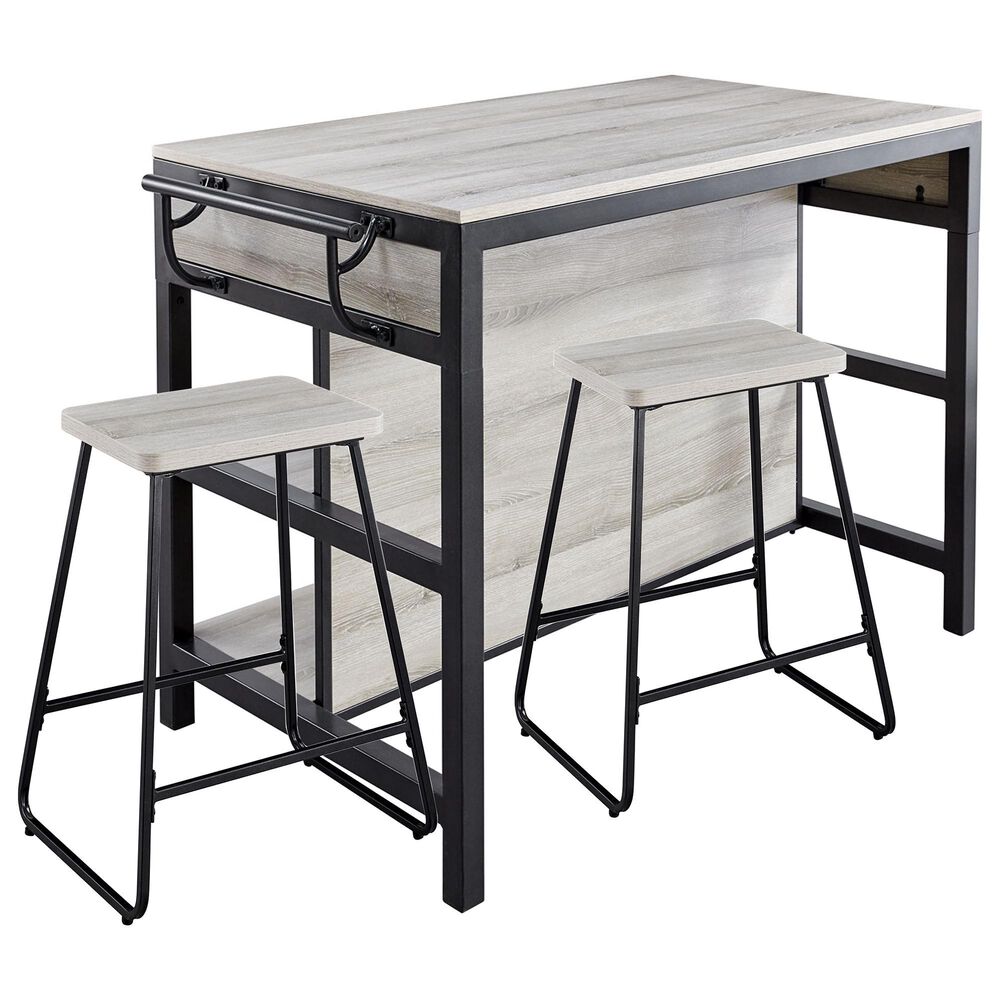 Steve Silver Carson Kitchen Island Set in Driftwood and Black, , large