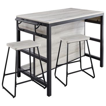Steve Silver Carson Kitchen Island Set in Driftwood and Black, , large