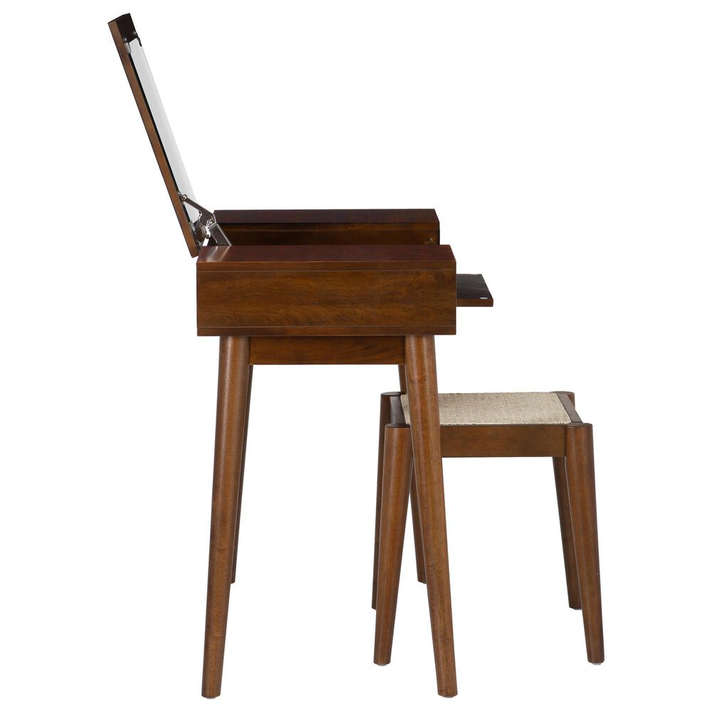 Linon Home Decor Camila Vanity with Stool in Walnut, , large