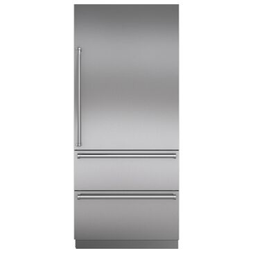 Sub Zero Integrated 36" Tall Door Panel with Tubular Handle Right Hinge in Stainless Steel, , large
