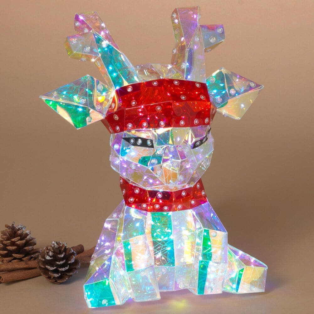 The Gerson Company USB Electric Lighted Holographic Holiday Deer in White, , large