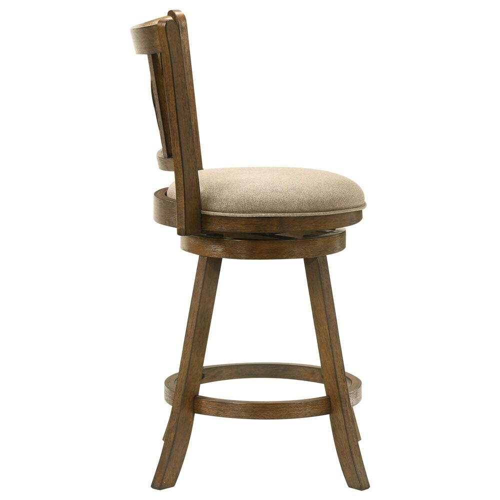 Armen Living Kodi Swivel Counter Height Stool with Light Scone Upholstery in Sepia Brown, , large