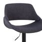 LumiSource Fabrico Swivel Adjustable Bar Stool with Charcoal Fabric Upholstery and Rounded T Footrest in Black (Set of 2), , large