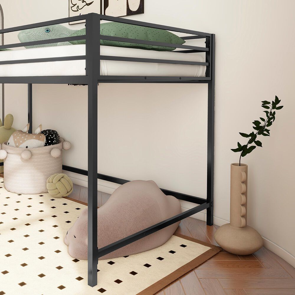 Hearth and Haven Adam Twin Loft Bunk Bed in Black, , large