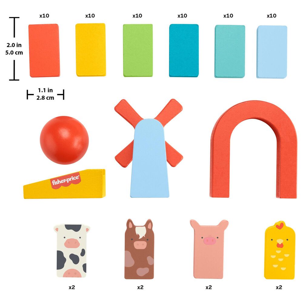 Fisher Price Wood Preschool Game Domino Run Building Set in Multicolor, , large
