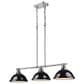 Golden Lighting Duncan 3-Light Pendant with Black Shade in Chrome, , large