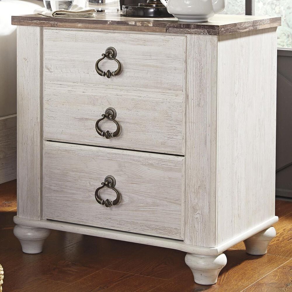 Ashley Willowton 2 Drawer Nightstand in White Washed, , large