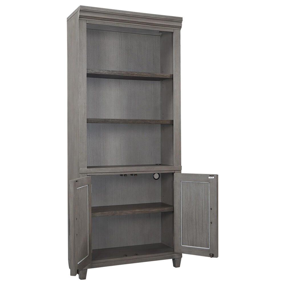Riva Ridge Caraway Door Bookcase in Aged Slate, , large
