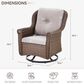 Sunwell Garden 36" Patio Swivel Glider Chair with Wicker Armrest in Beige (Set of 2), , large
