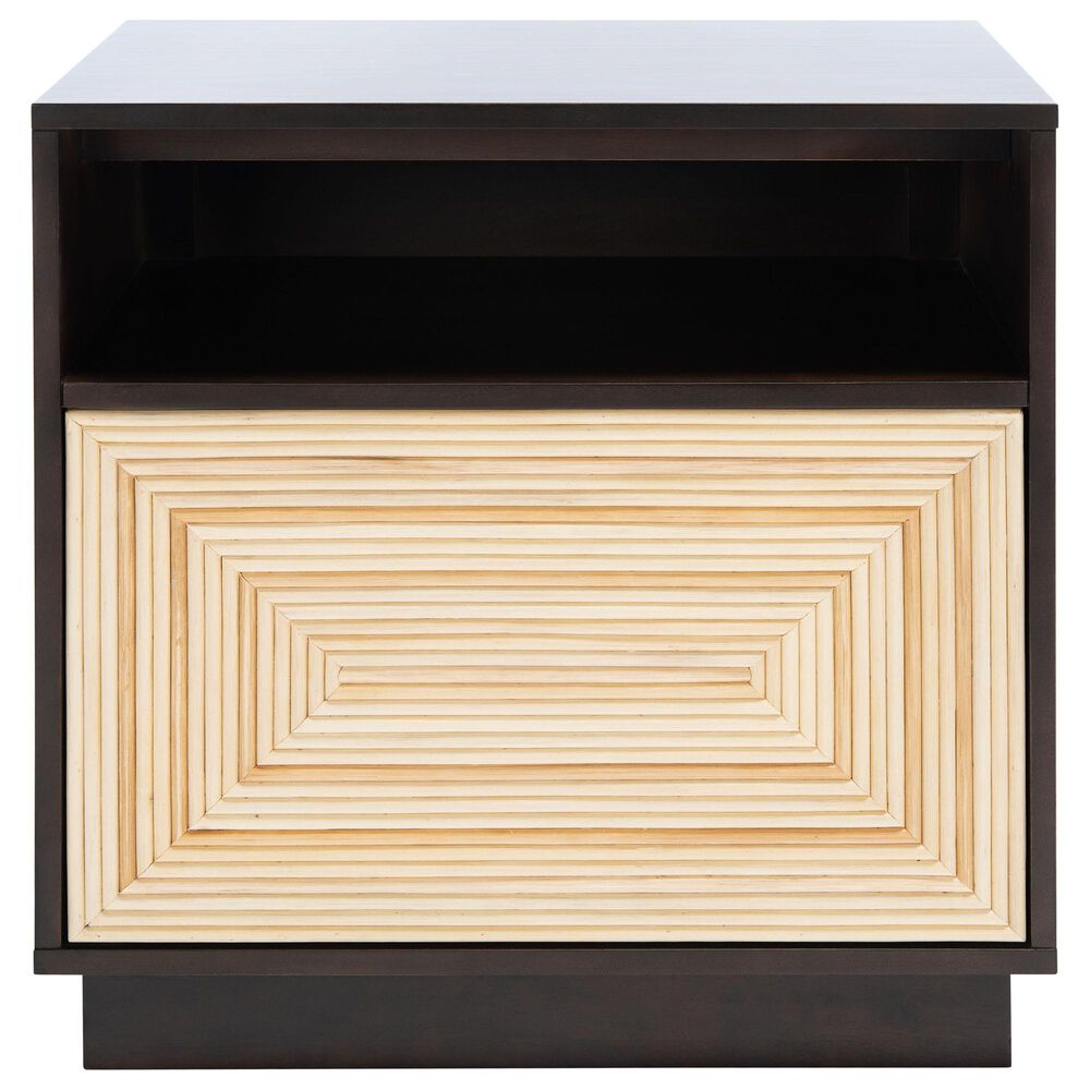 Safavieh Stassie 1 Drawer Nightstand in Oak/Black, , large