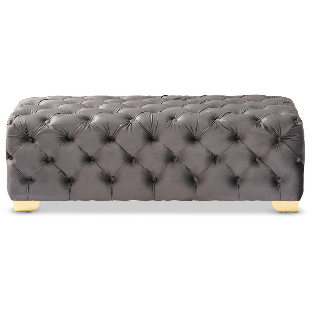 Baxton Studio Avara Bench Ottoman in Gray, , large