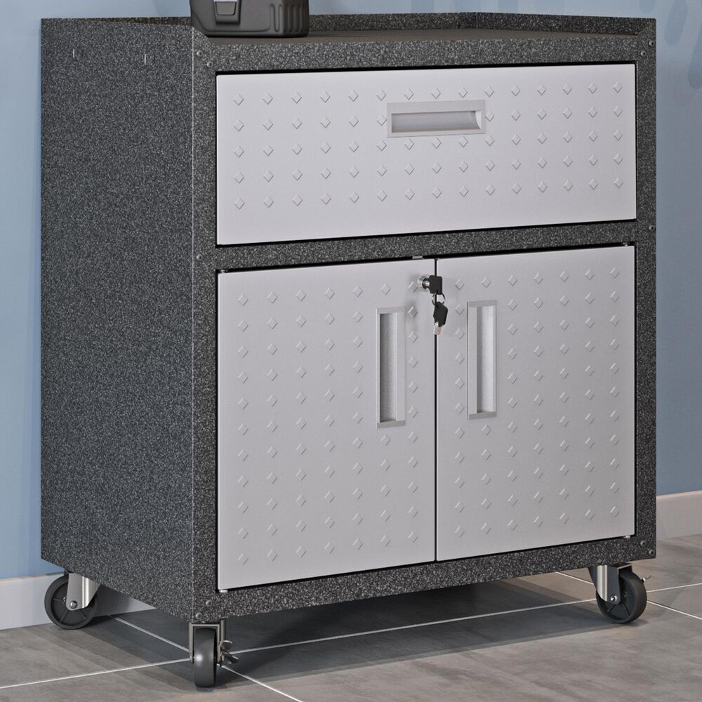 Dayton Fortress 31.5" Garage Mobile Cabinet with Drawer and Shelves in Grey, , large