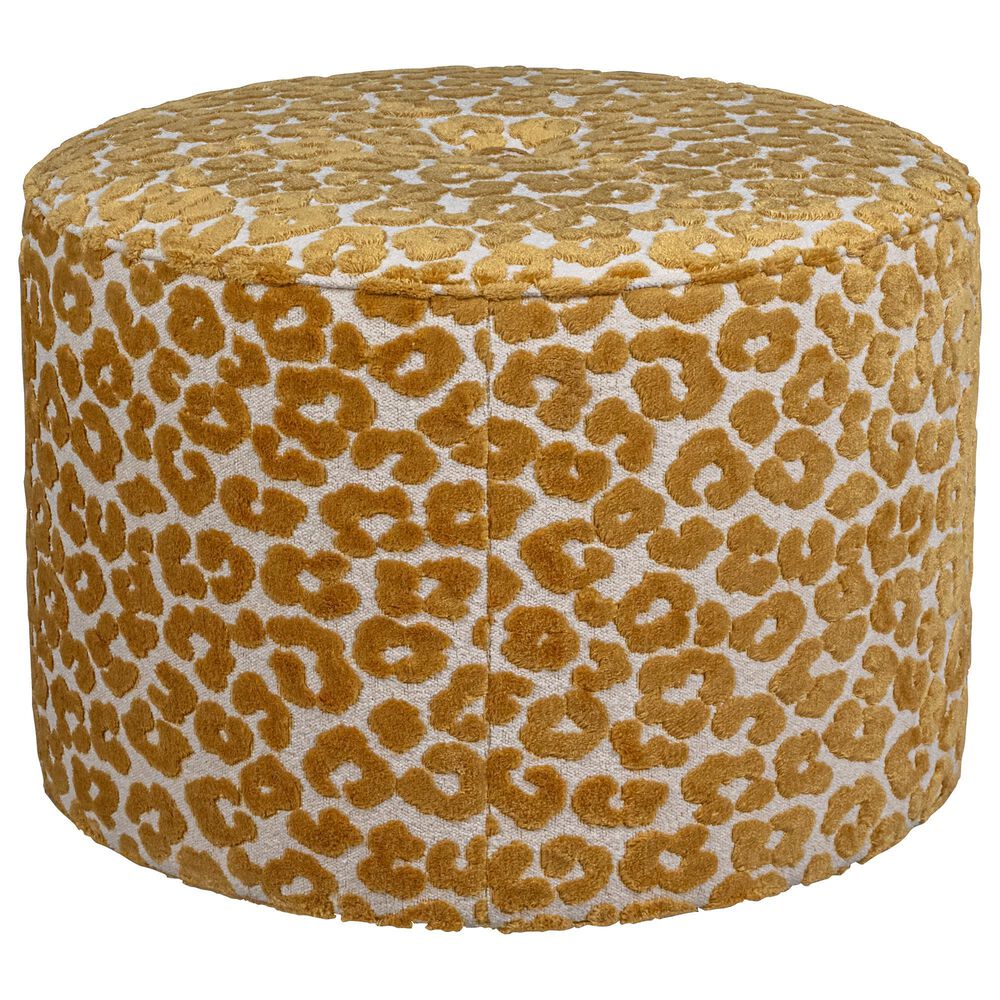 Huntington House 24" Round Ottoman with Animal Print Pattern, , large
