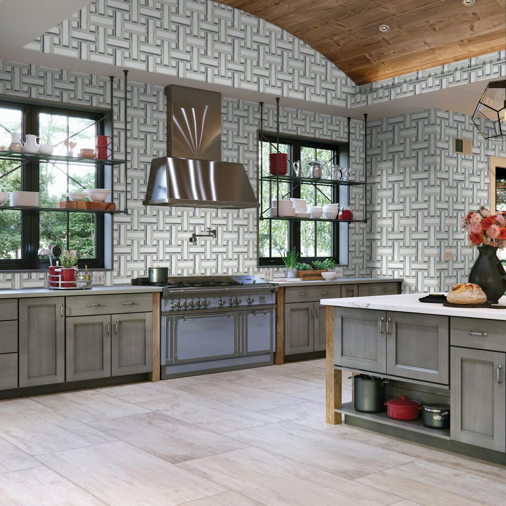 Dal-Tile Gamma Azure Blend 12&#39;&#39; X 12&#39;&#39; BASKET Natural Stone Mosaic Sheet, , large