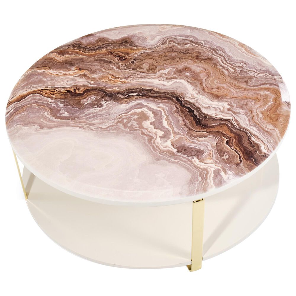 Vista Haus Ariana Cocktail Table in Gold and White, , large