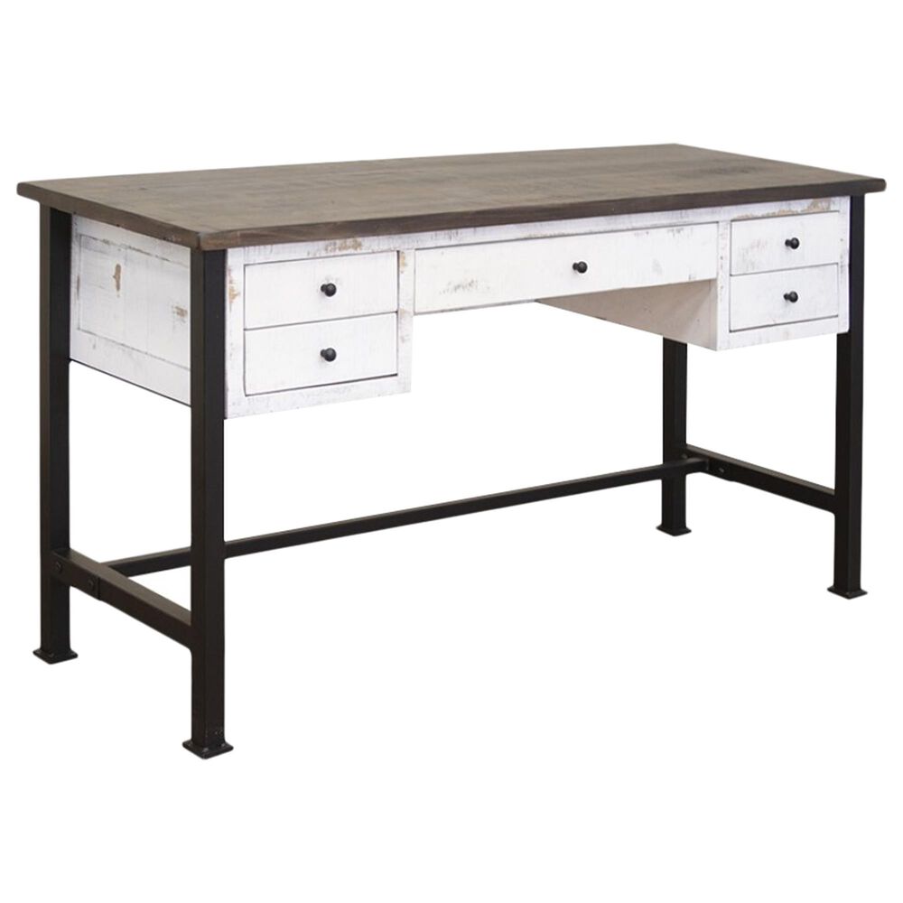 Fallridge Pueblo Desk in White Antique and Medium Brown, , large