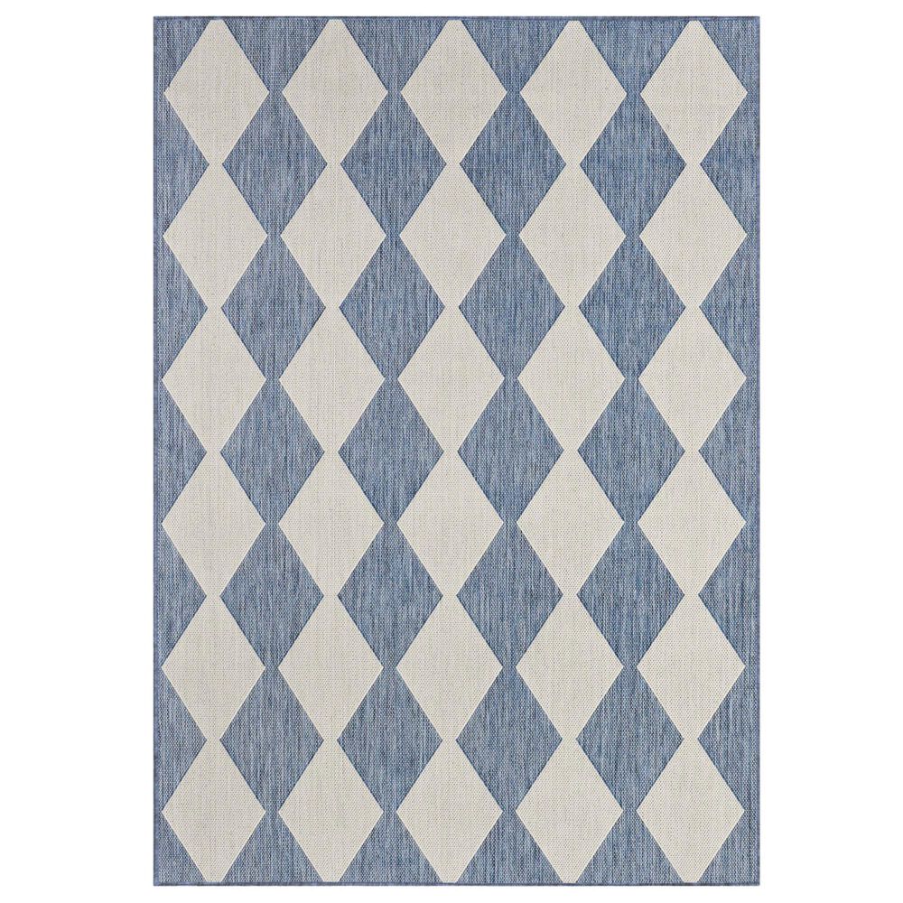 Nourison Positano Geometric Navy Blue 4&#39; x 6&#39; Indoor/Outdoor Area Rug, , large