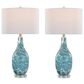 LumiSource Rocca Glass Table Lamp in Sapphire Blue, White, Brushed Nickel and Clear (Set of 2), , large