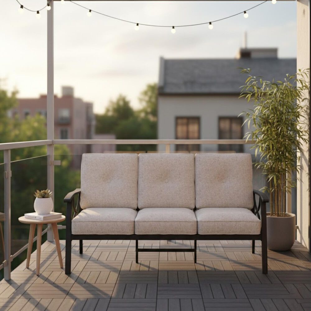 Hearth and Haven Outdoor Sofa with Light Khaki Metal Frame in Beige, , large
