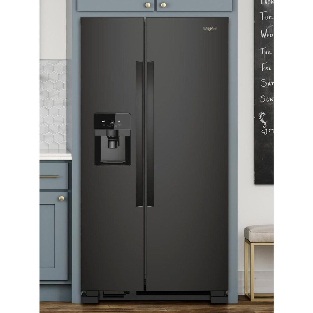 Whirlpool 24.6 Cu. Ft. 36&quot; Wide Side-by-Side Refrigerator in Black, , large