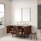 James Martin Vanities Amberly 60" Double Bathroom Vanity in Mid-Century Walnut with 3 cm Eternal Jasmine Pearl Silestone Top, Rectangular Sinks and FreePower Wireless Charger, , large