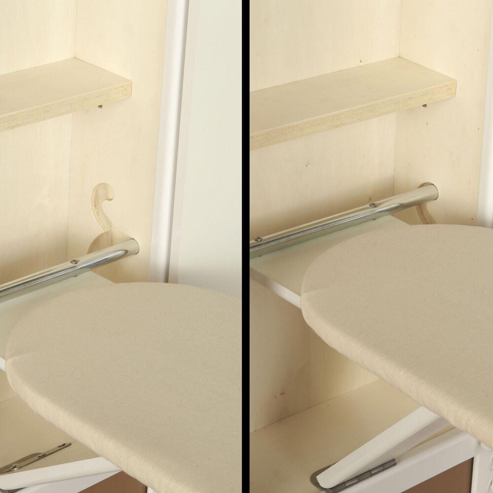 Household Essentials In-Wall Ironing Board with Storage Shelves in White, , large