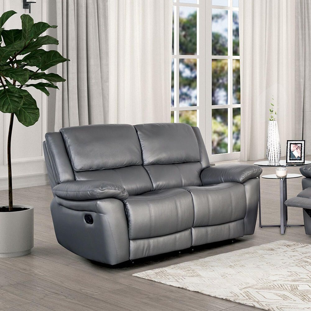 Furniture of America Glarus Manual Reclining Loveseat in Dark Gray, , large
