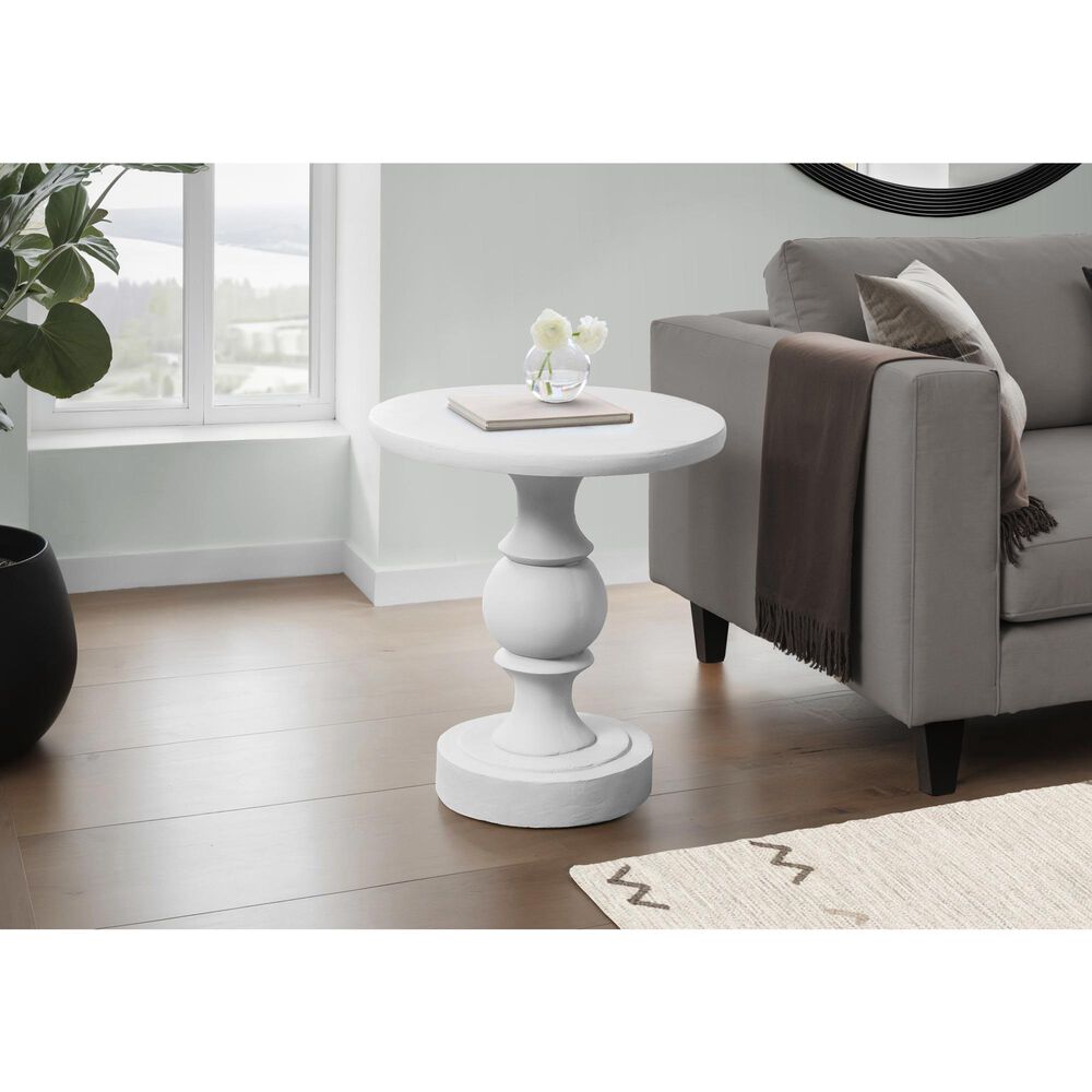 Hearth and Haven Outdoor Round Side Table with Sculpted Pedestal Base in White, , large