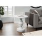Hearth and Haven Outdoor Round Side Table with Sculpted Pedestal Base in White, , large