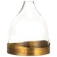 Creative Coop Sophisticated Glass Cloche with Metal Tray in Clear and Antique Brass, , large