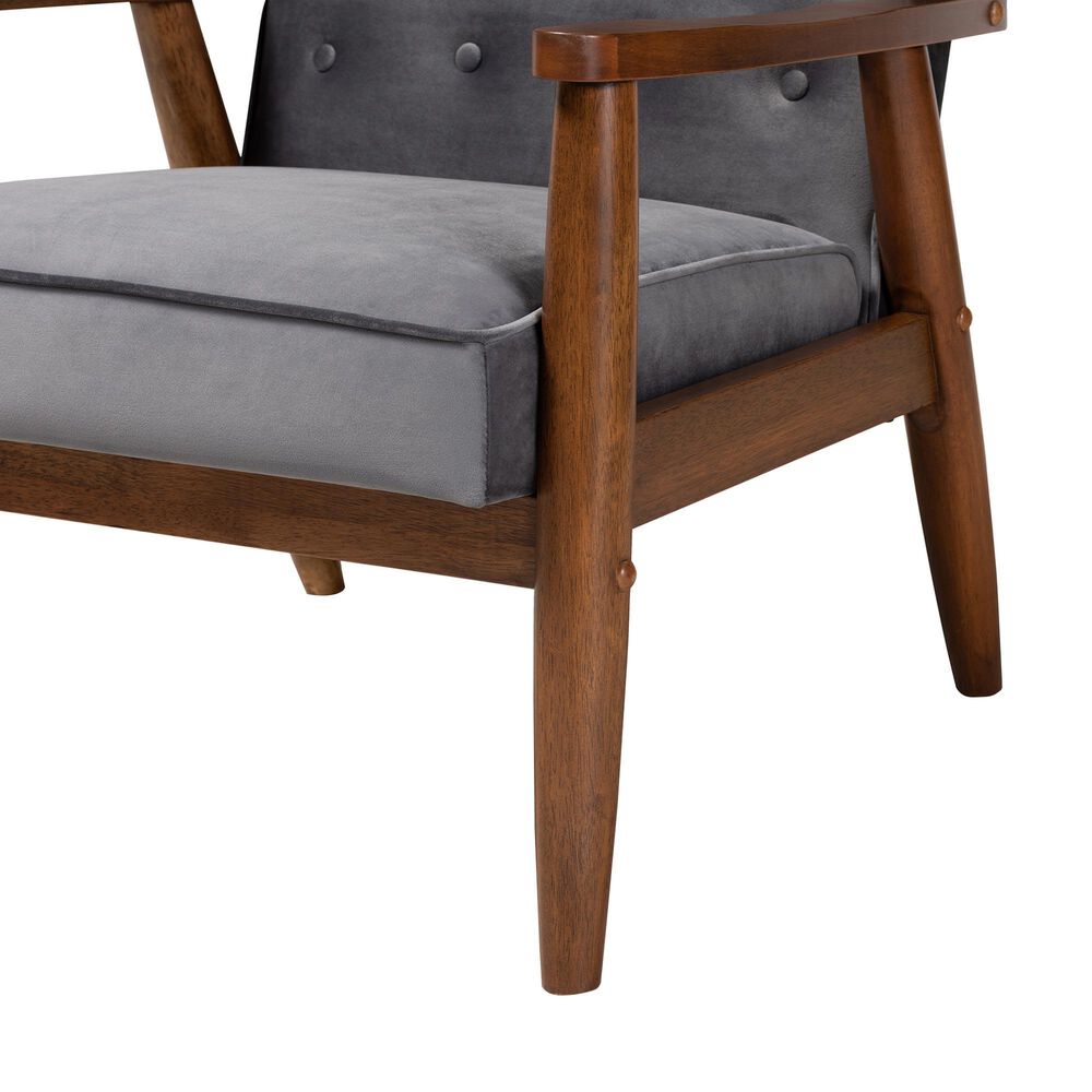 Baxton Studio Sorrento Arm Chair in Grey, , large