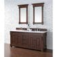 James Martin Vanities Brookfield 72" Double Bathroom Vanity in Warm Cherry with 3 cm White Zeus Quartz Top and Rectangular Sinks, , large