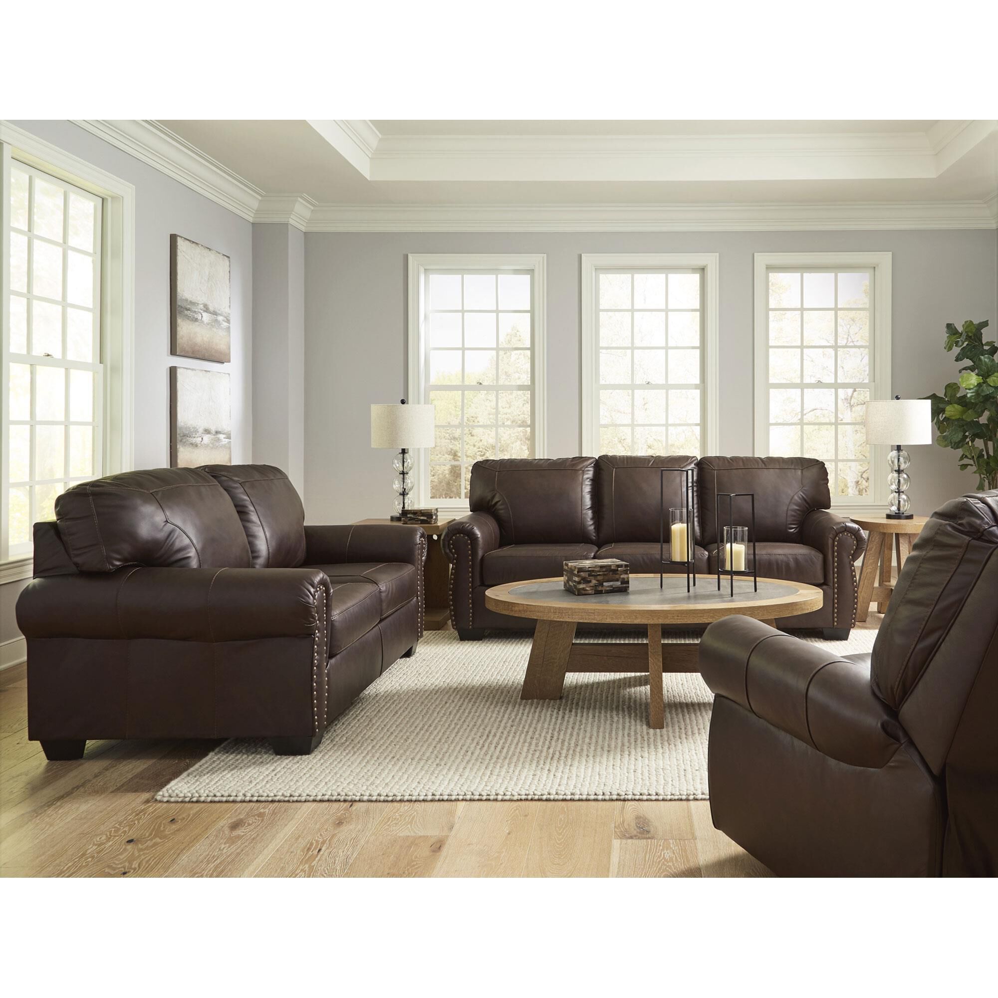 Ashley brown leather sofa shop