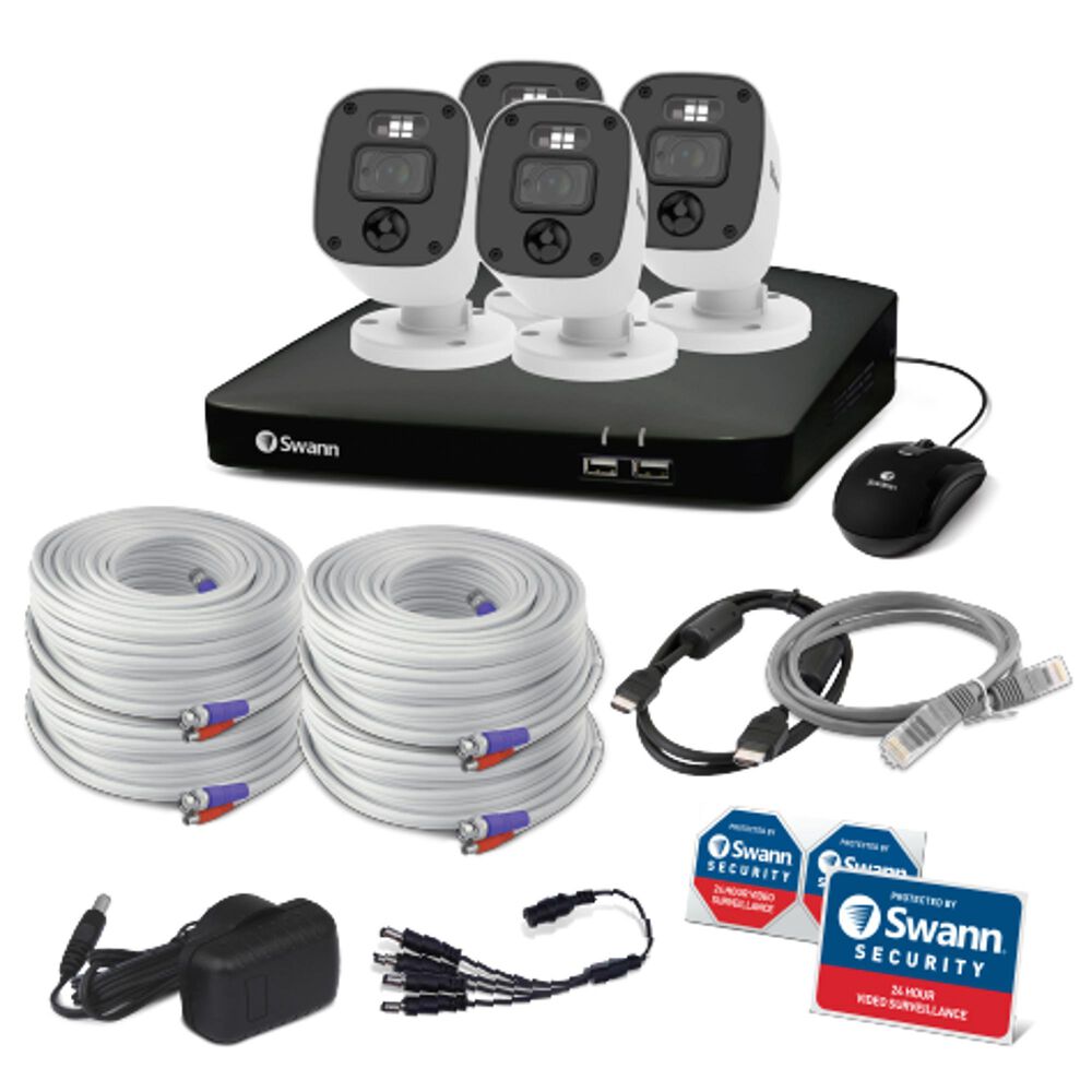 Swann Enforcer 4 Camera 8 Channel 1080p Full HD DVR Audio/Video Security System in White, , large