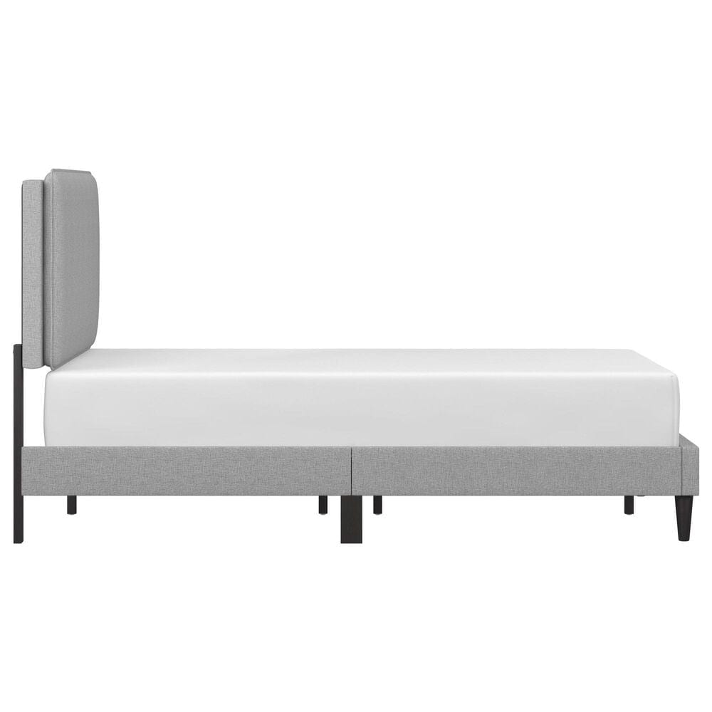 Richlands Furniture Emslie Queen Platform Bed with Light Gray Upholstery in Black, , large