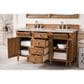 James Martin Vanities Brittany 60" Double Bathroom Vanity in Saddle Brown with 3 cm Victorian Silver Quartz Top and Rectangular Sinks, , large