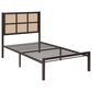 Hearth and Haven Twin Platform Bed with Faux Cane Panel Headboard in Dark Bronze, , large