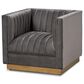 Baxton Studio Aveline Arm Chair with Brushed Gold Frame in Grey, , large