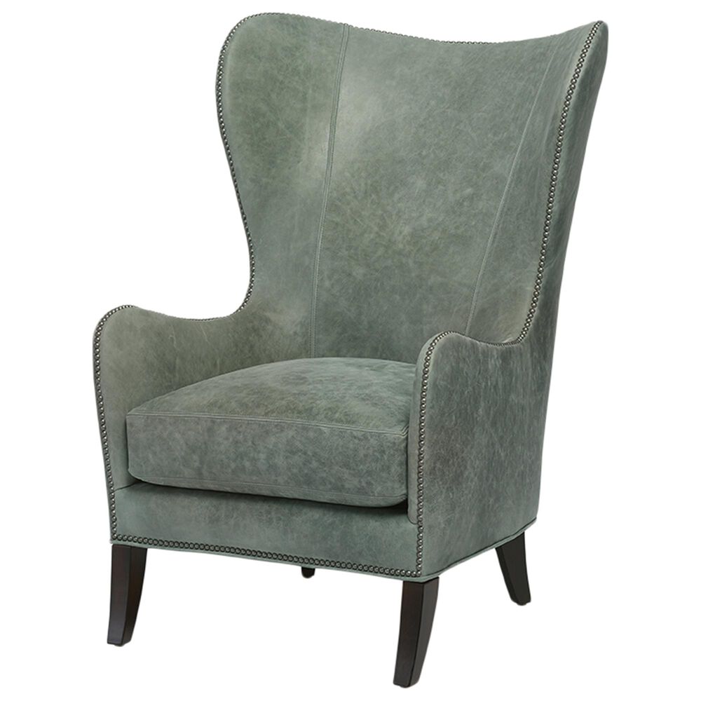 Massoud Josie Leather Wing Chair in Burnham Cadet, , large
