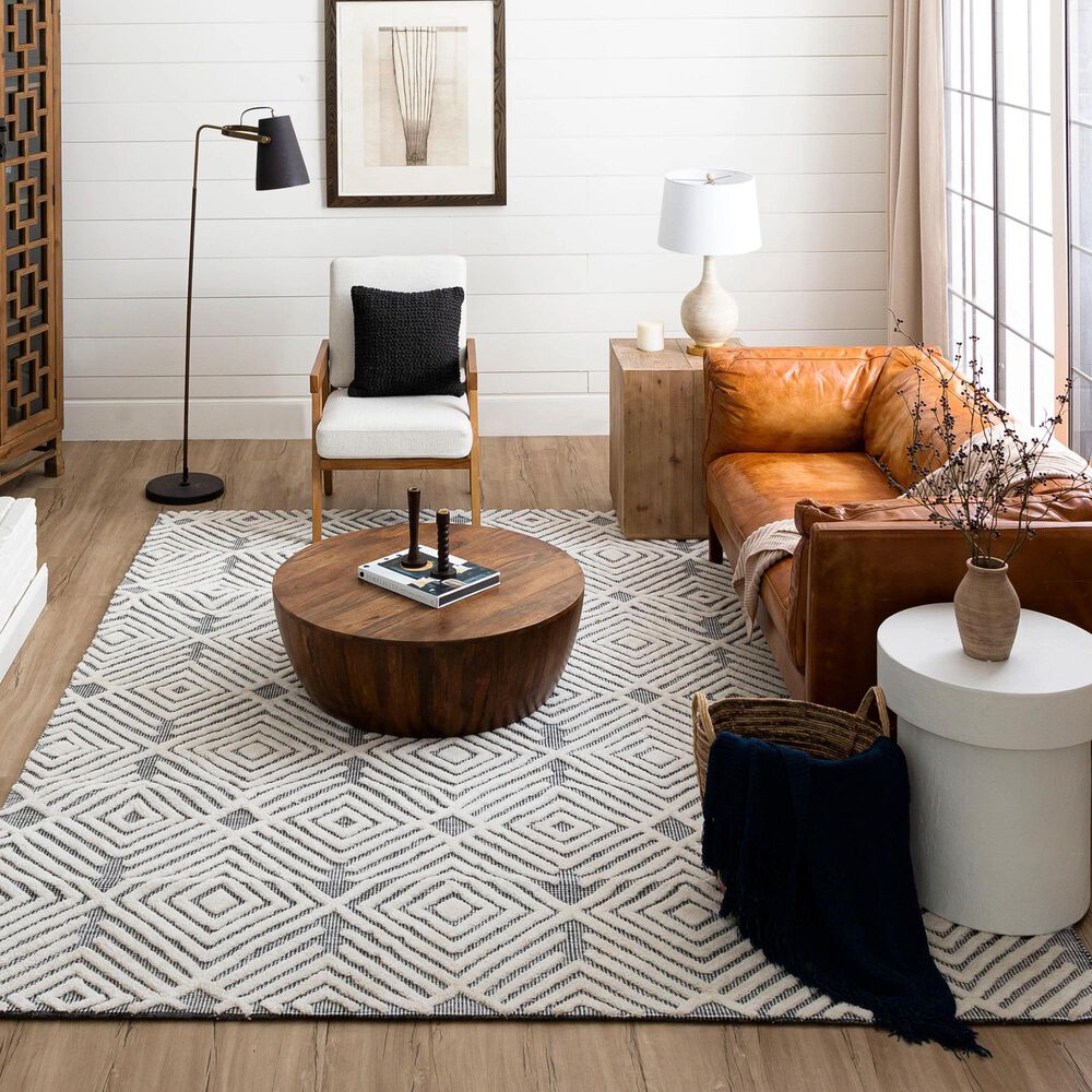 Drew and Jonathan Home Sirocco Tipaza 6&#39; x 9&#39; Black and White Area Rug, , large