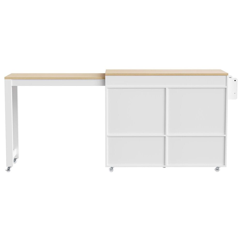 HOMLUX 75" Kitchen Island with Extendable Dining Table in White, , large