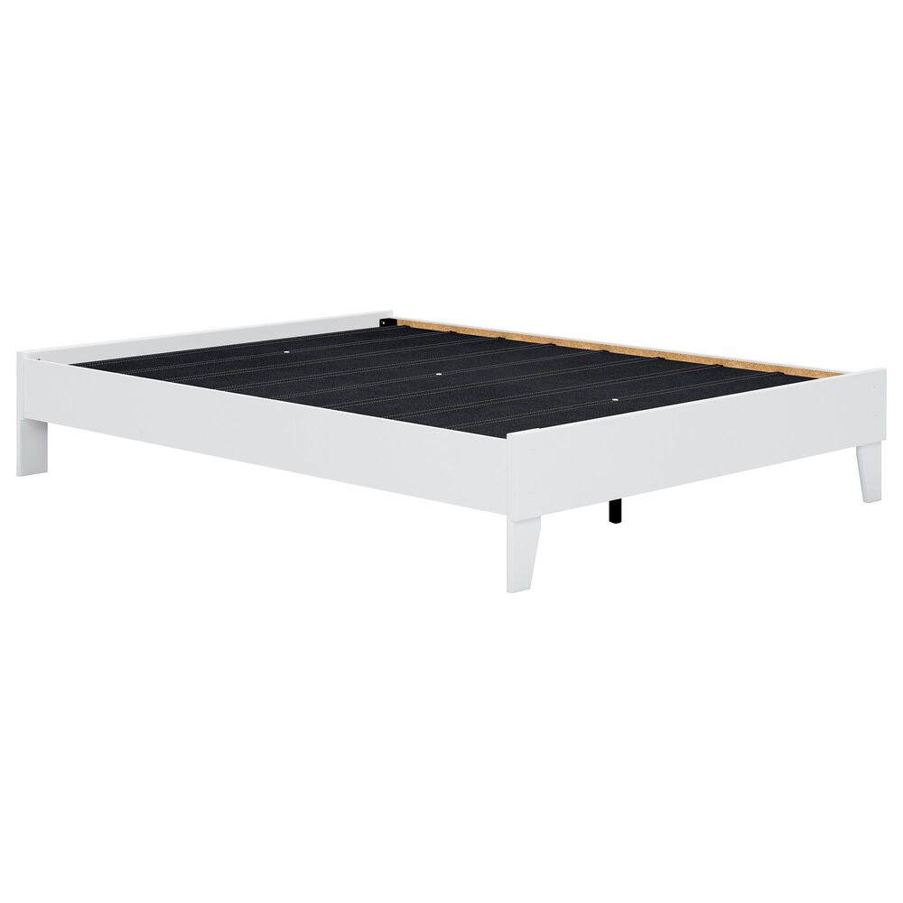 Signature Design By Ashley Flannia Queen Platform Bed Without Headboard In White Nebraska Furniture Mart