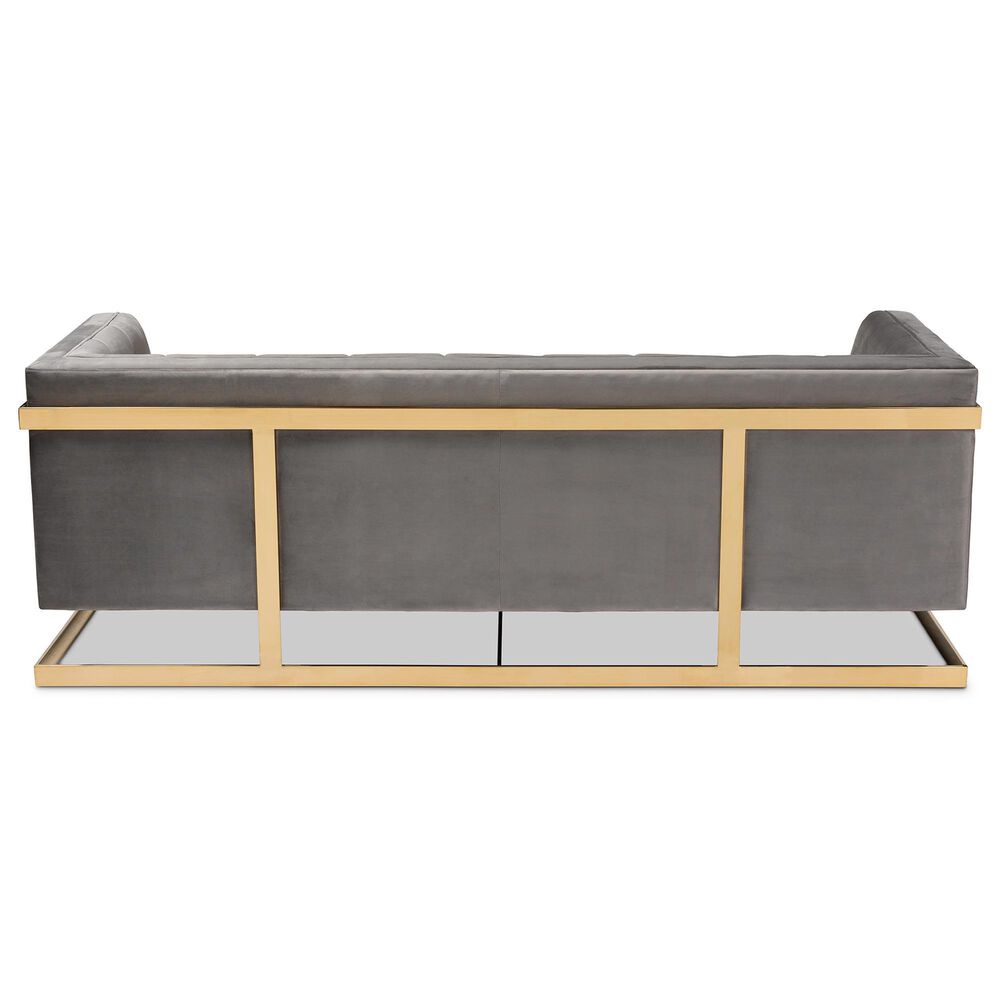 Baxton Studio Ambra Stationary Sofa in Grey Velvet, , large
