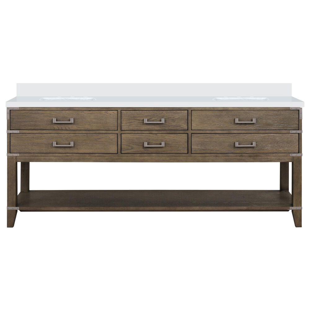 Lexora Home Norwalk 80&quot; Double Bathroom Vanity in Grey Oak with White Cultured Marble Top  and Rectangle Sink, , large