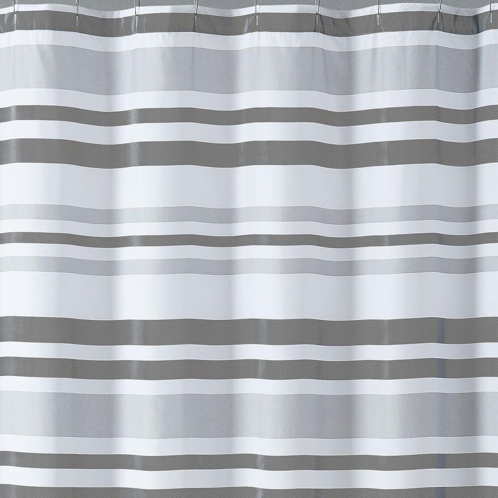 Pem America Truly Soft Curtis Shower Curtain in White and Grey, , large