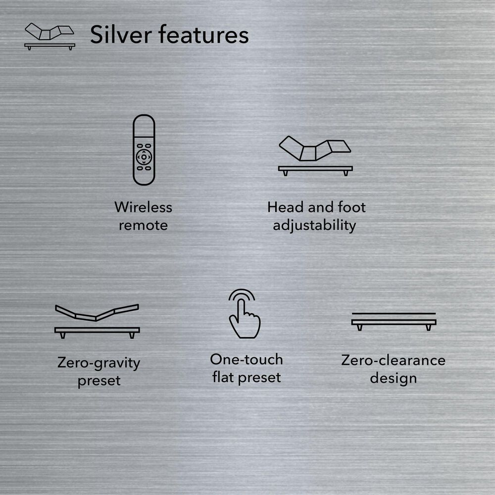 SERTA Split California King Silver Baselogic Adjustable Base, , large